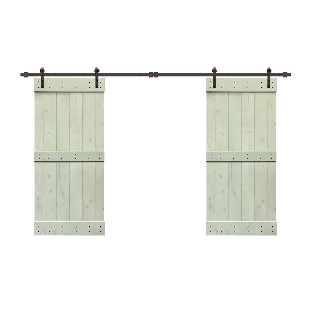 Sage Green Double Barn Door with Hardware Kit M362378