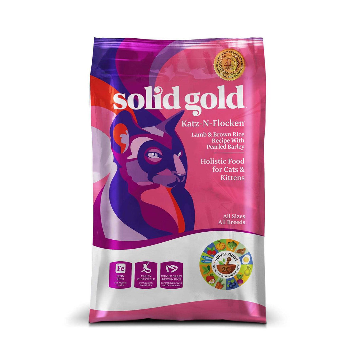 Solid Gold Katz-N-Flocken Lamb & Brown Rice Dry Cat Food C9425