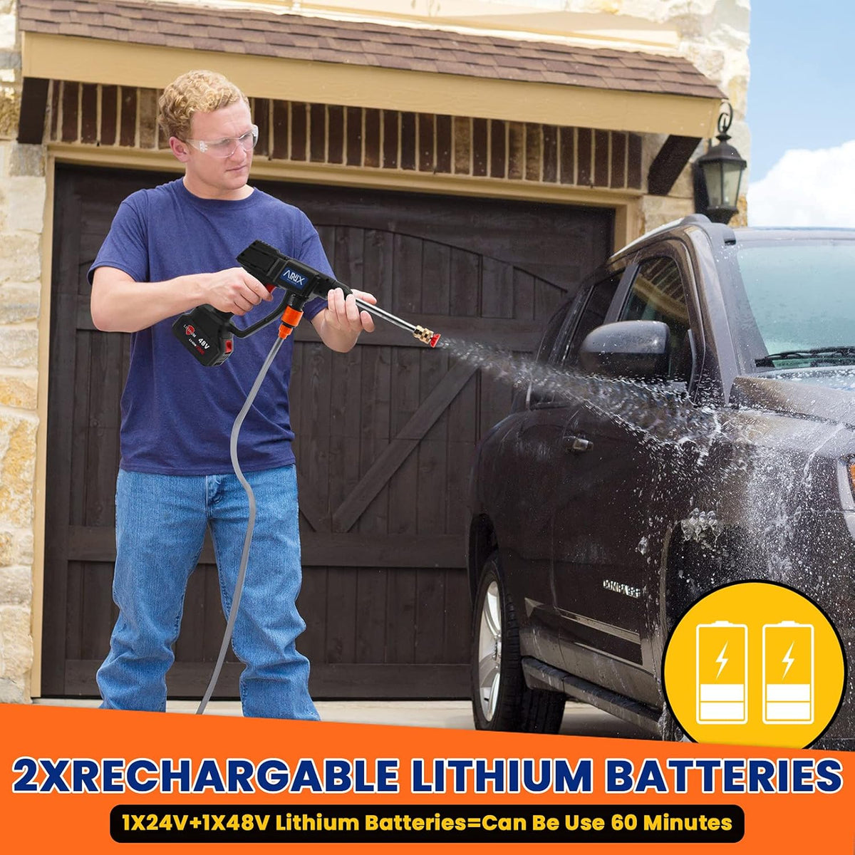 Cordless Electric Pressure Washer with 2PCS Portable Battery, 450PSI W254581