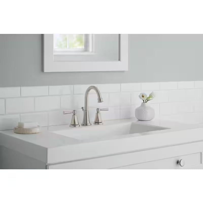 8 in. Widespread Double-Handle High-Arc Brushed Nickel Bathroom Faucet X3009