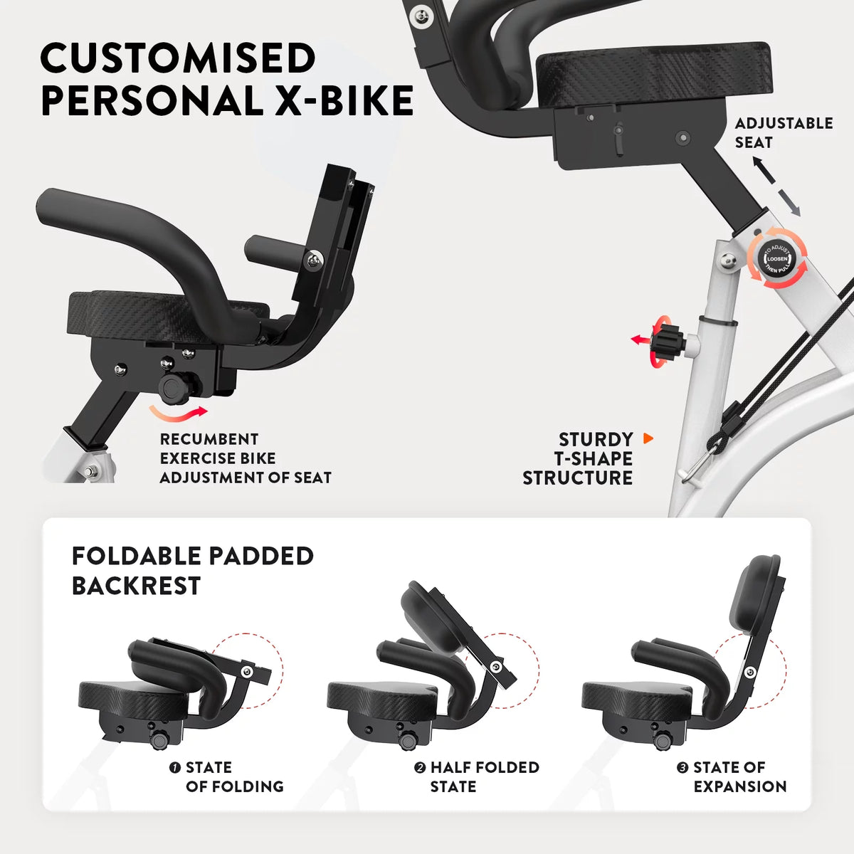 Upright Folding Exercise Bike with Arm Resistance Bands P9577