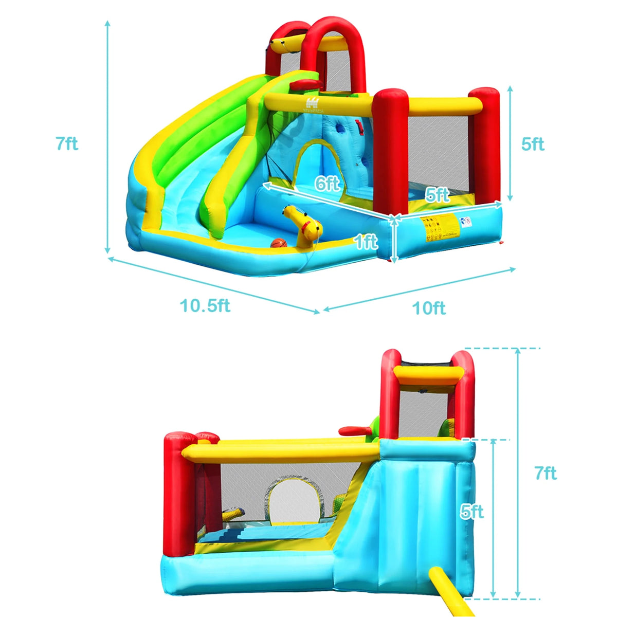 Inflatable Kids Water Slide Bounce House Splash Water Pool H90407