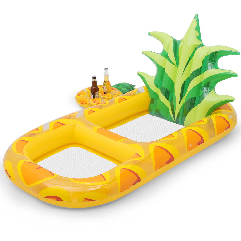 3-in-1 Pineapple Inflatable Pool Floats with Drink Holder, Yellow N3396