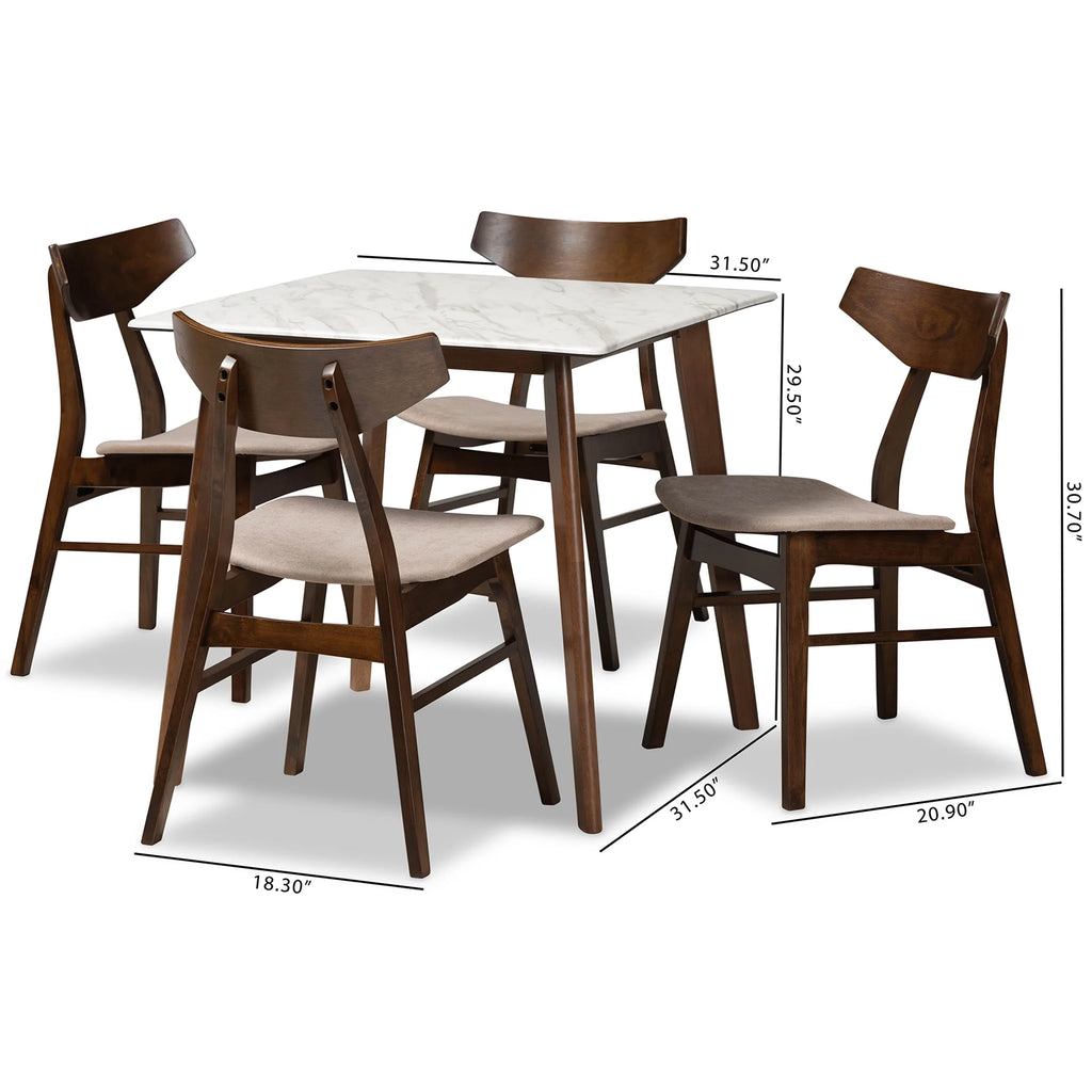 5-Piece Dining Set with Faux Marble Table M811