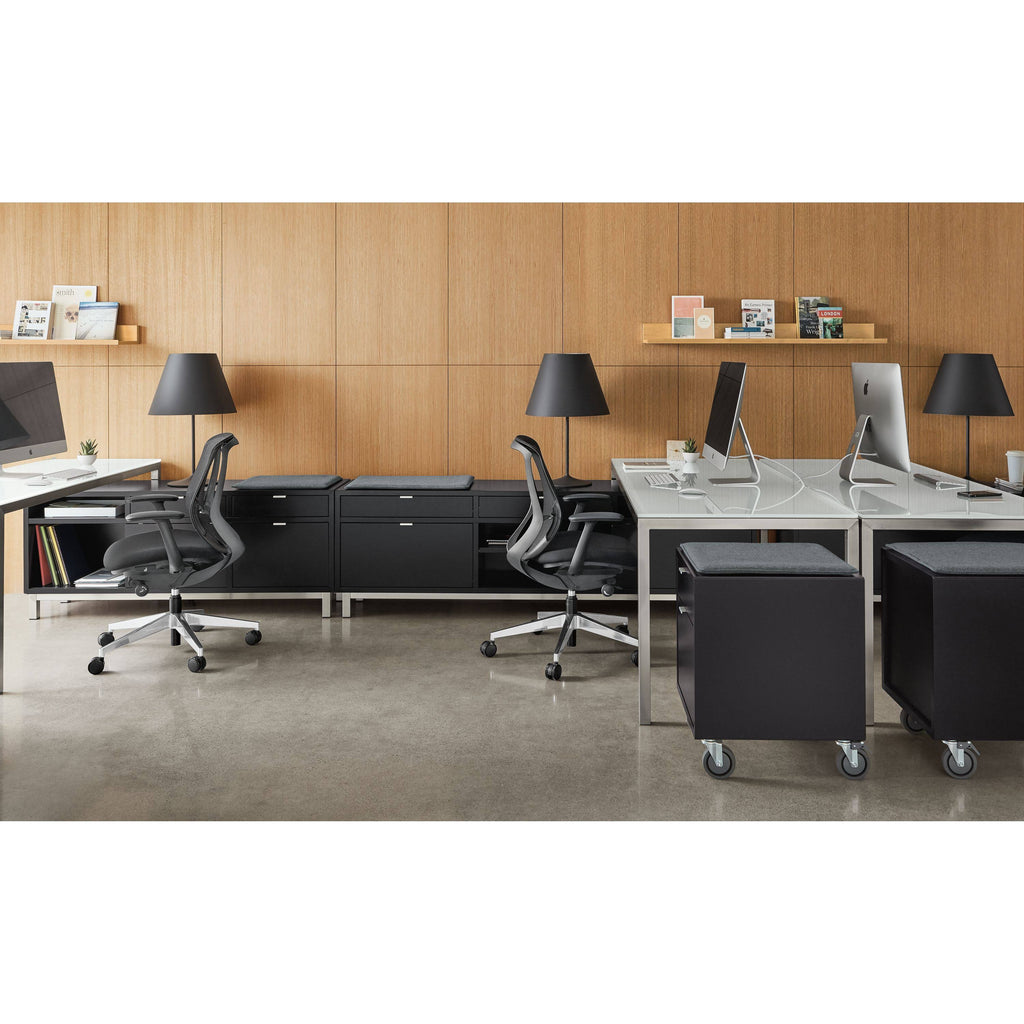Black Ergonomic Mid-Back Office Task Chair with Black Mesh A19804