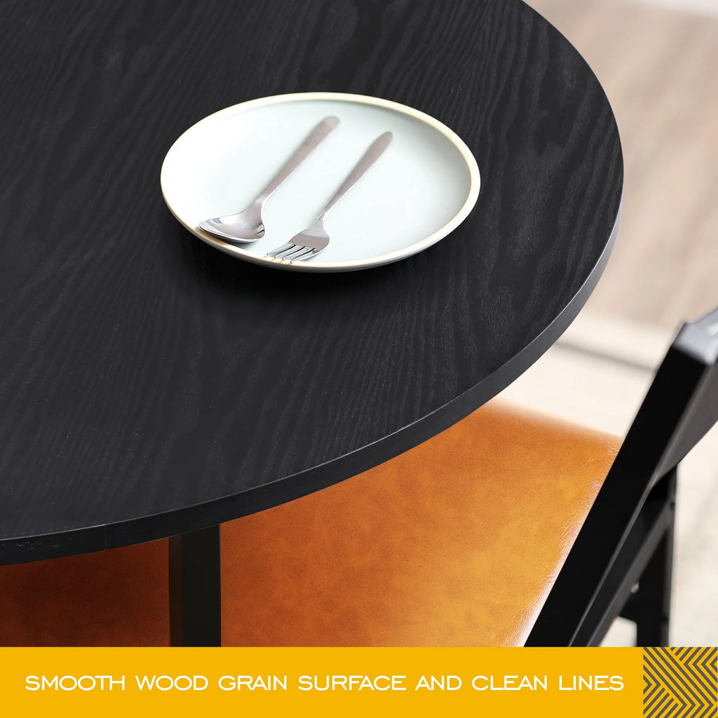 Round Dining Table Set with 2 Cushioned Chairs U396838