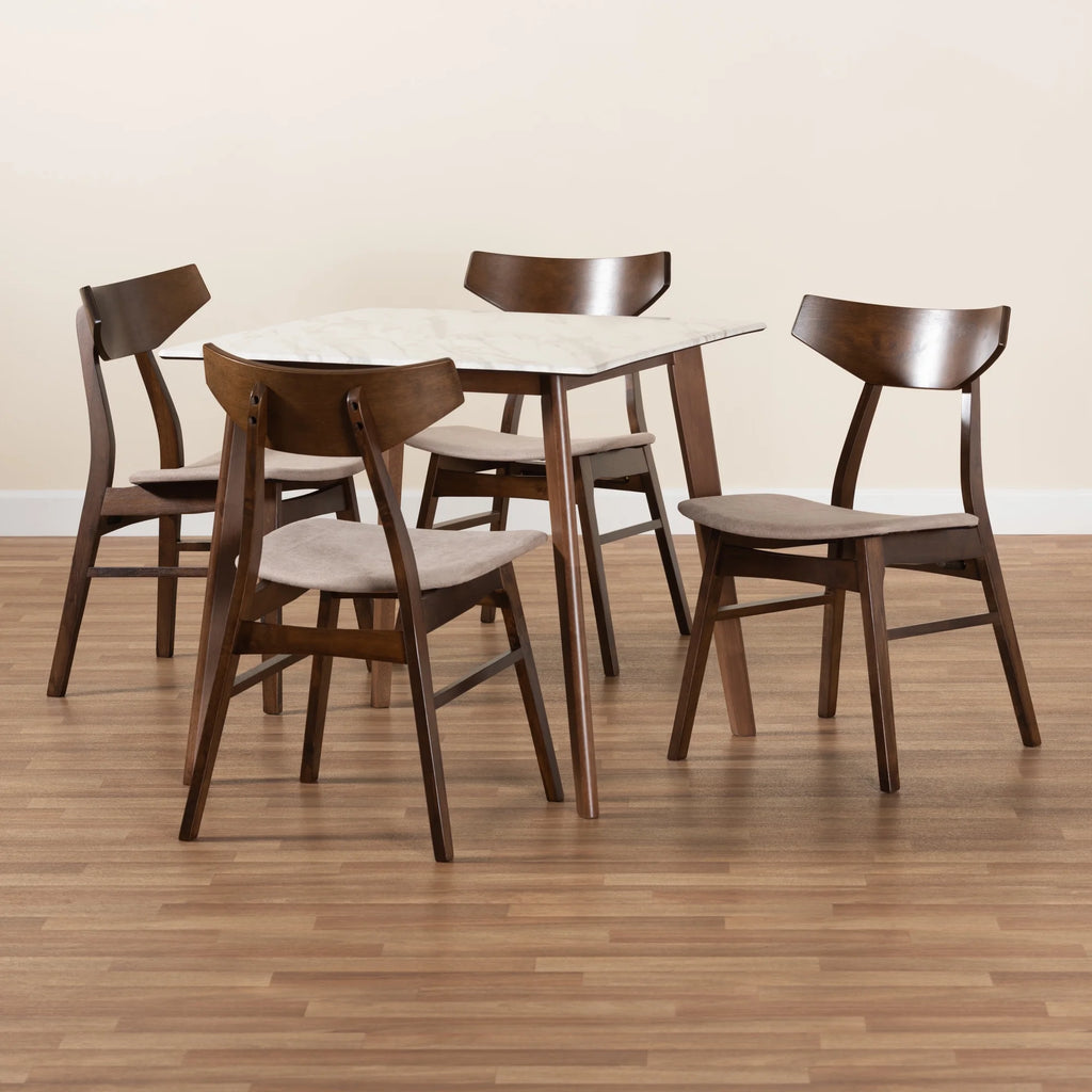 5-Piece Dining Set with Faux Marble Table M811