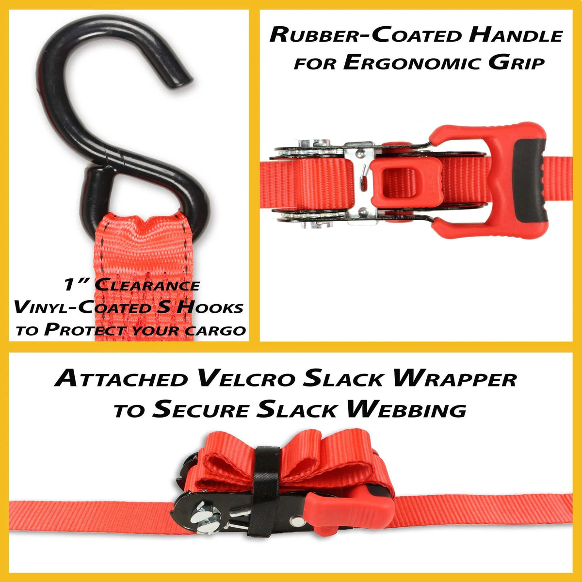 (2 Pack) Sliding Ratchet Strap with Vinyl Coated S Hook V244147