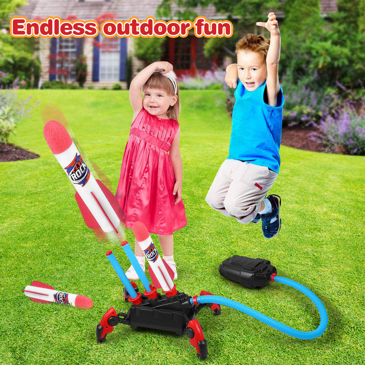 1 Set Outdoor Stomp Launch Foam Rockets Toy G81200
