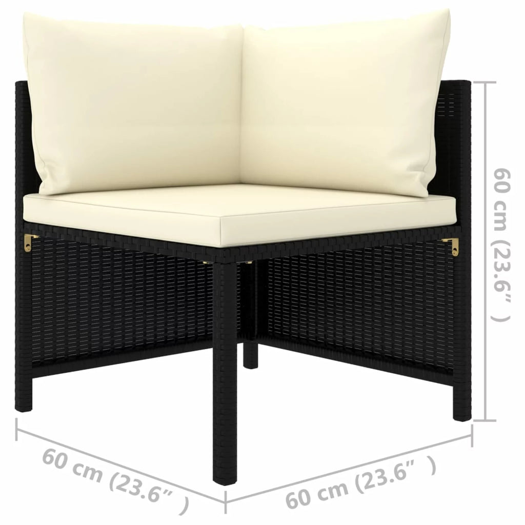 Black Poly Rattan Sectional Corner Sofa with Cushions Y889