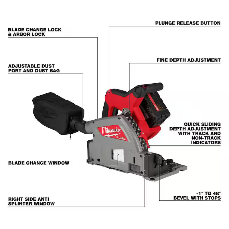 18V Brushless Cordless 6-1/2 in. Plunge Track Saw Combo Kit Z140