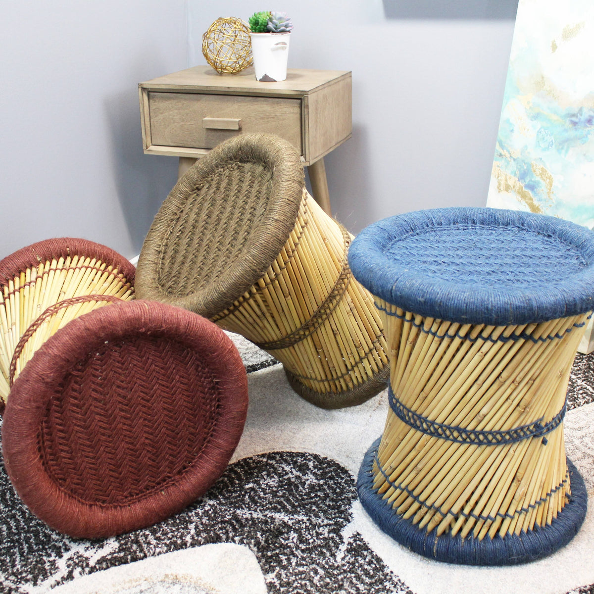 Orange Jute Accent Stool (Set of 2) G8426