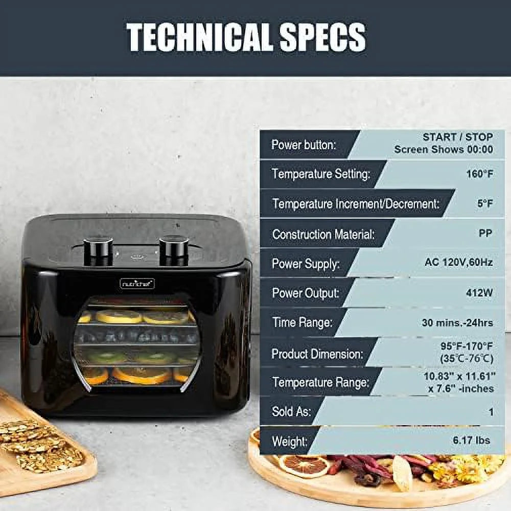 Electric Countertop Food Dehydrator with 4 Stainless Steel Trays R2680