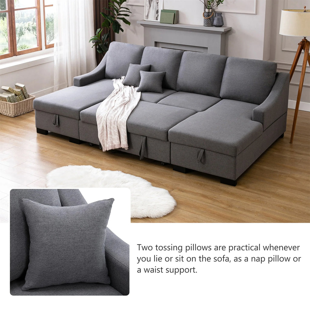 Upholstery Sleeper Sofa with Double Storage Spaces V887