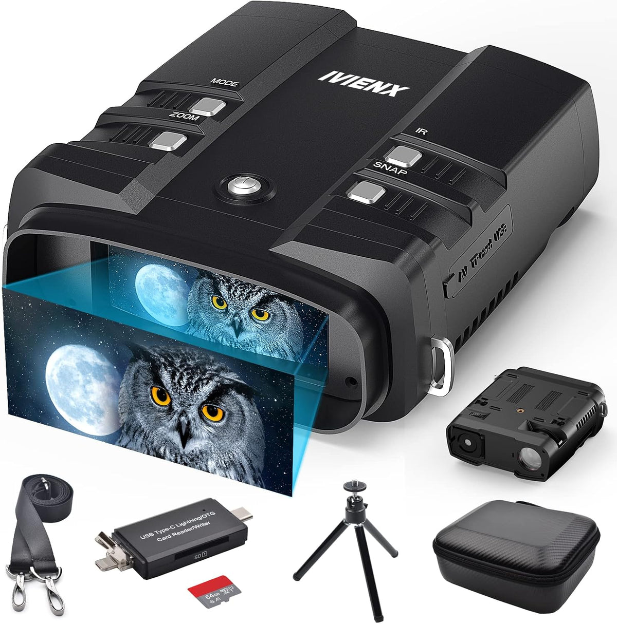 1080P FHD Infrared Digital Night Vision Binoculars with 64GB Memory Card N13740