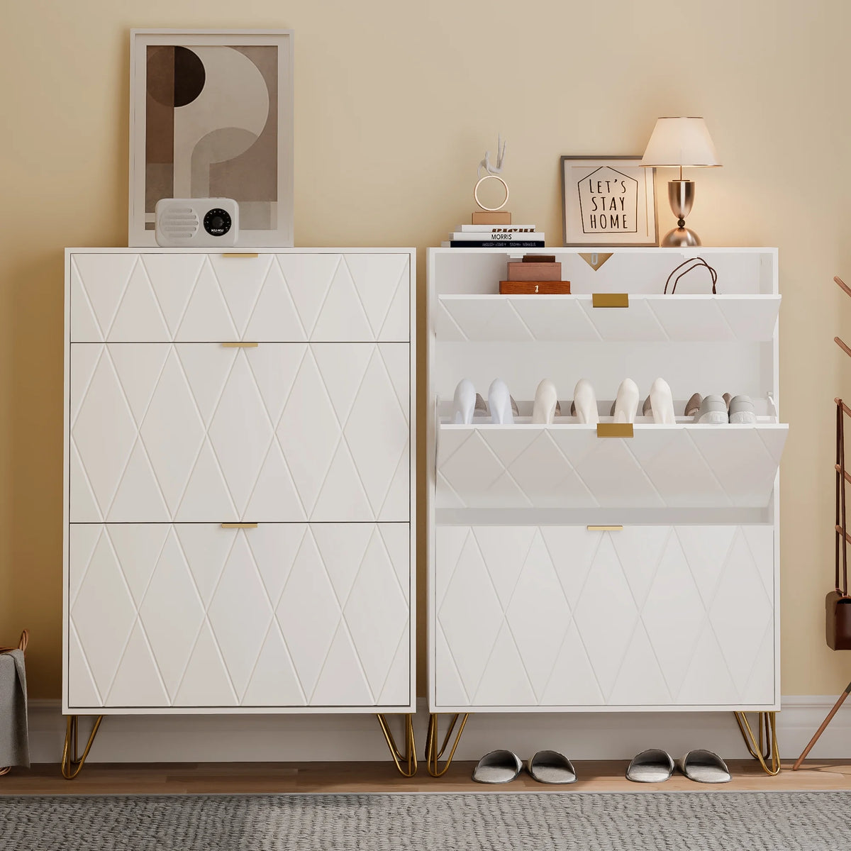 White Flip Down Shoe Cabinet Y649194