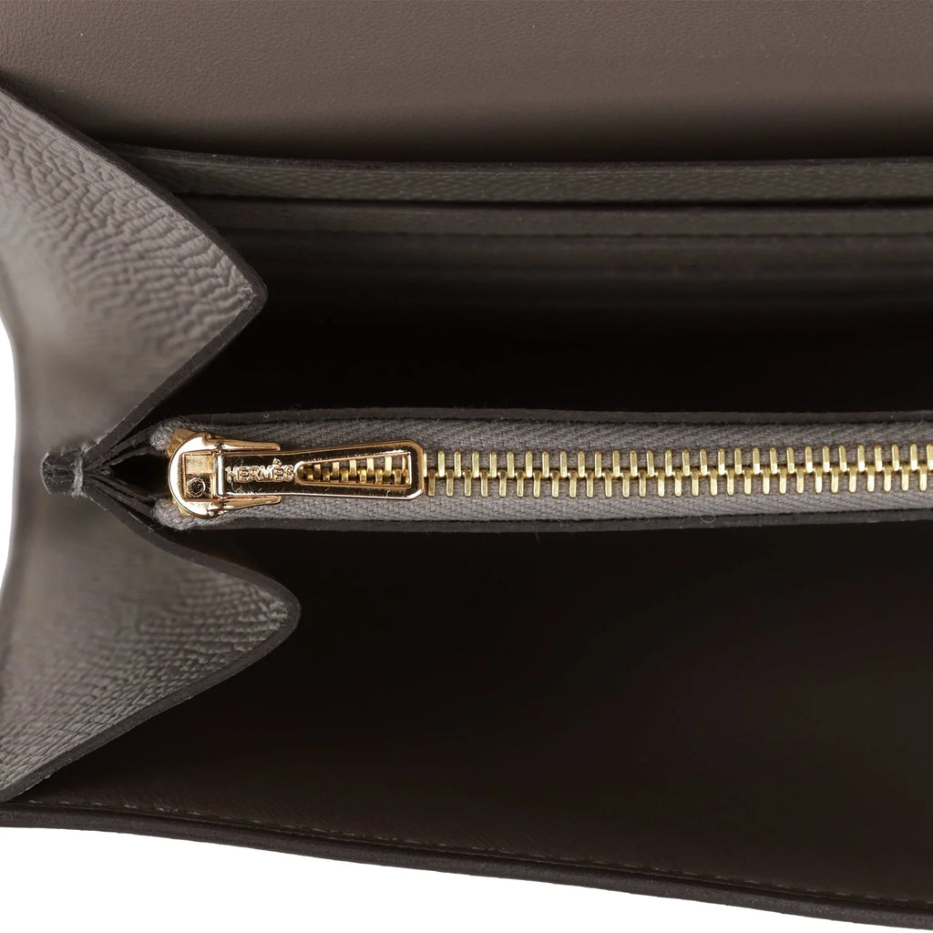 Wallet To Go Gris Meyer Epsom Gold Hardware I522289