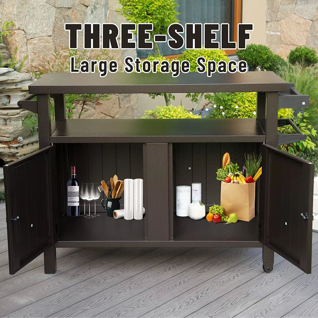 Outdoor Grill Cart with Storage and Wheels N93563