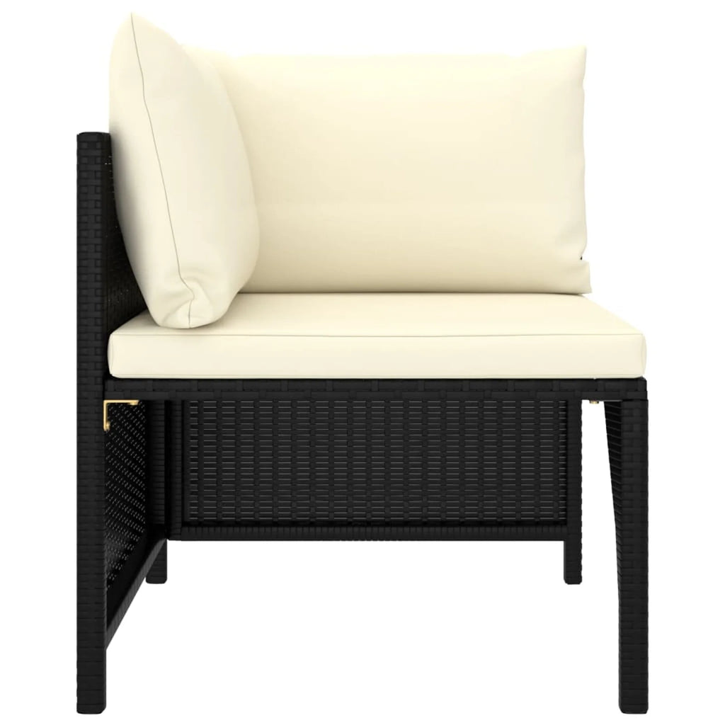 Black Poly Rattan Sectional Corner Sofa with Cushions Y889