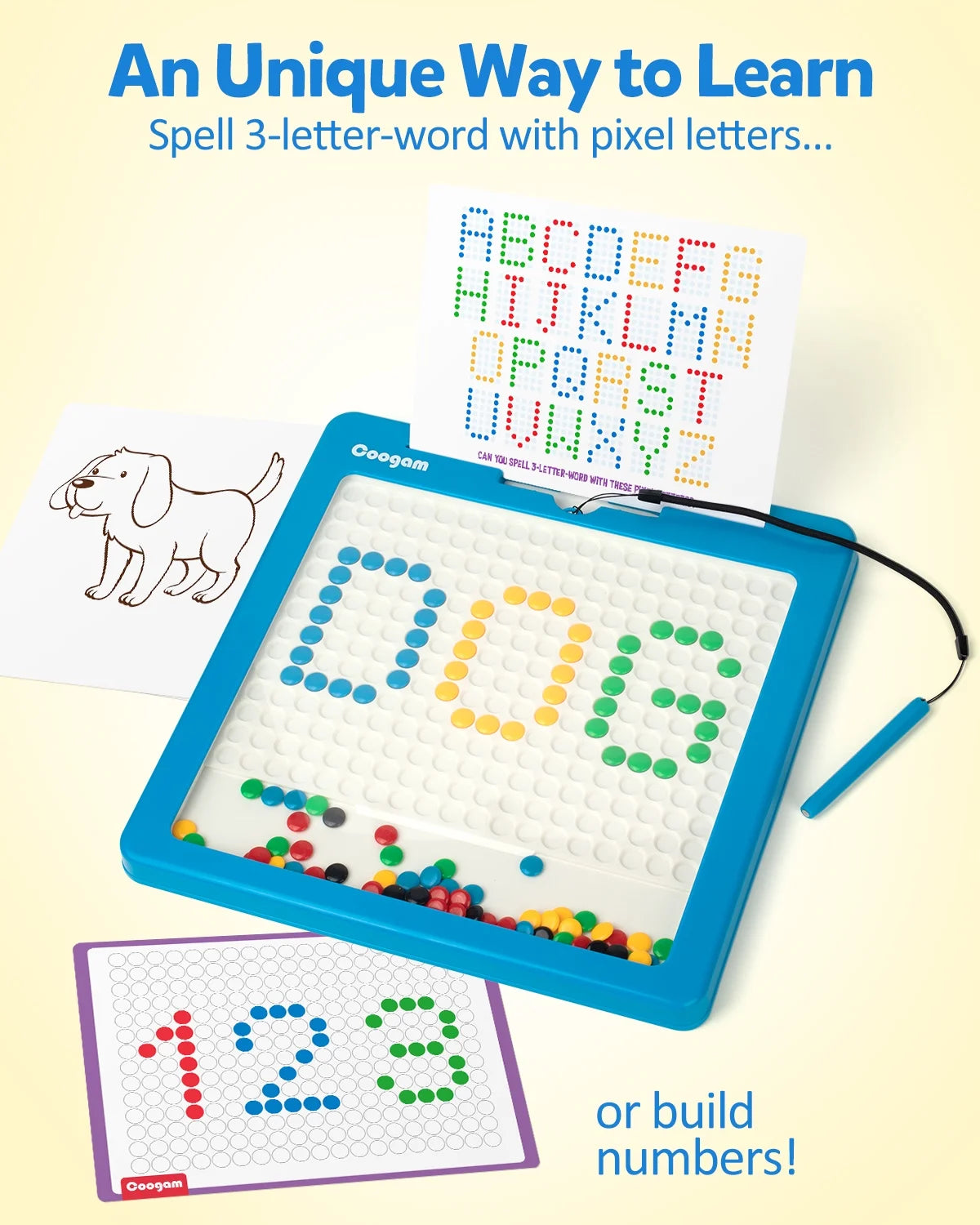 Magnetic Drawing Board with Pen and Dot Beads U49728