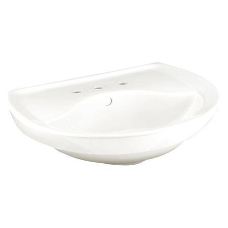 White Pedestal Bathroom Sink with Overflow U726