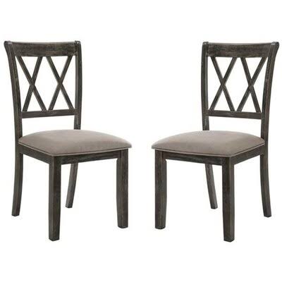 Side Chair Set-2 in Fabric and Weathered Gray W58546