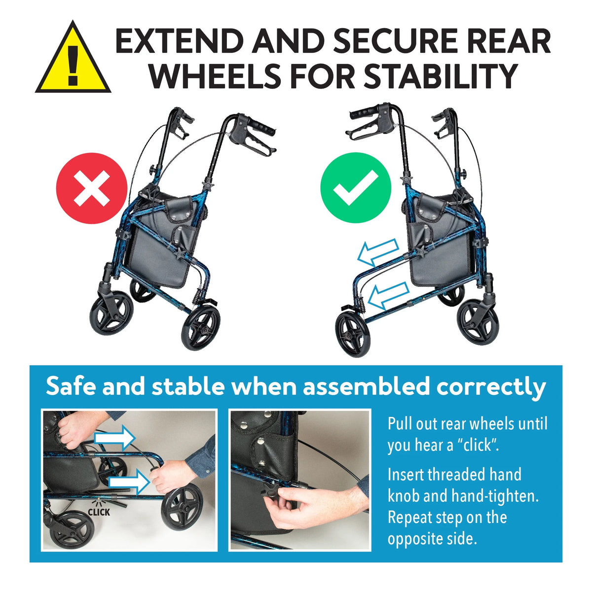 3 Wheel Aluminium Rollator Walker with Adjustable Handles Z64471
