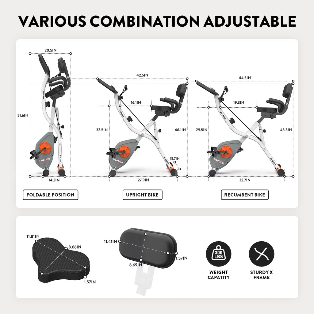 Upright Folding Exercise Bike with Arm Resistance Bands P9577