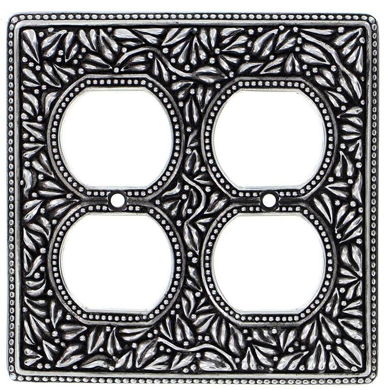 Antique Silver 2-Gang Duplex Outlet Wall Plate B90875