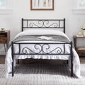 Twin Size Black Metal Platform Bed Frame with Headboard L6534