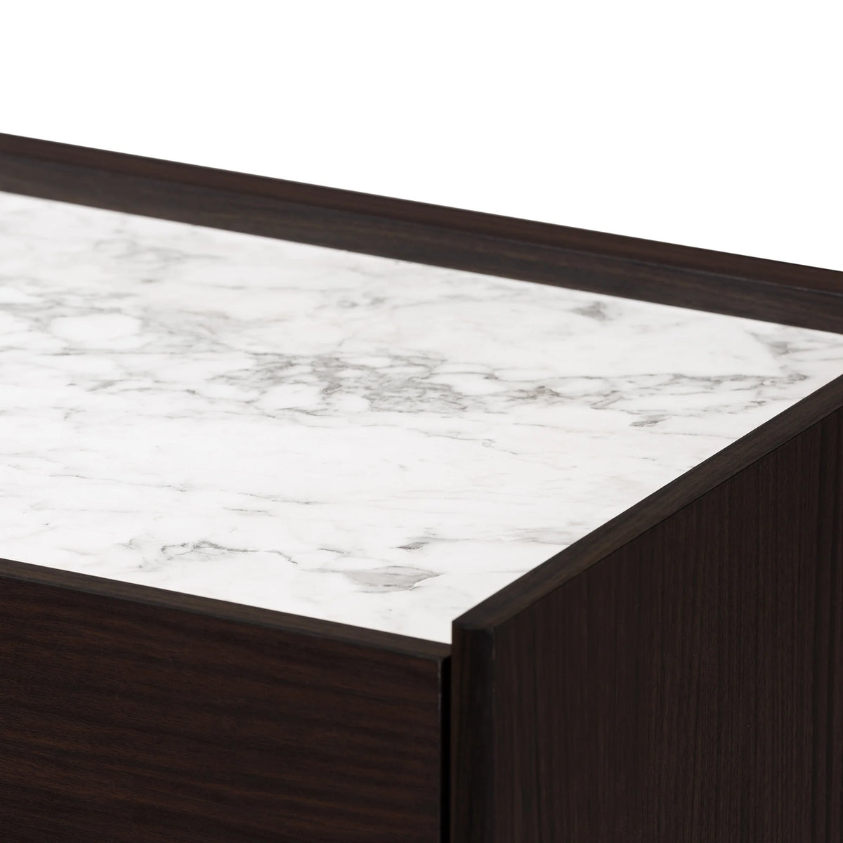 Dark Brown and Gold 5-Drawer Wood Chest with Faux Marble Top S10372