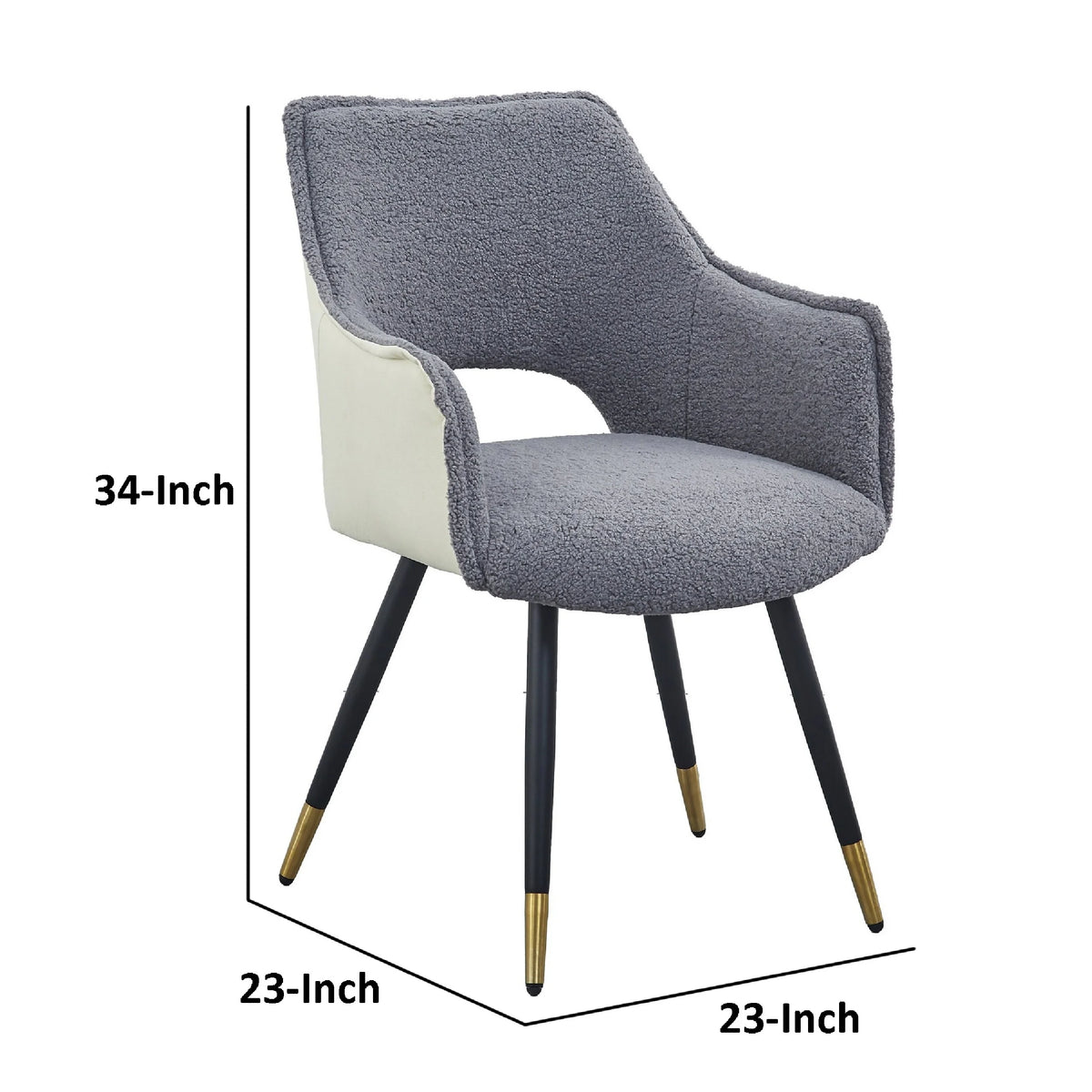 23 in. Gray Fabric Black Metal Legs Dining Chair T9823