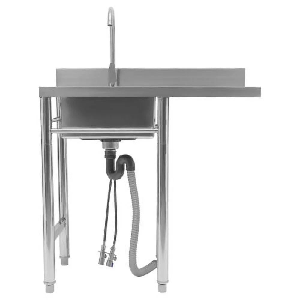 Commercial Kitchen Sink Prep Table with Faucet 304 Stainless Steel 1 Compartment O8194