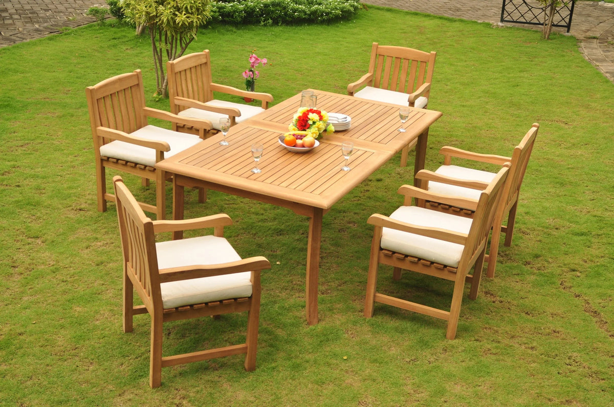 7 Pc Teak Dining Set with 6 Arm Chairs H356