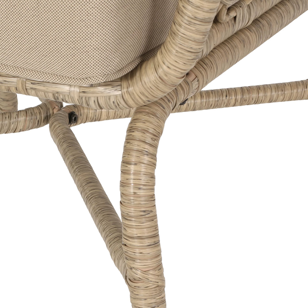 Light Brown and Beige Wicker Club Chairs with Cushions, Set of 2 K602