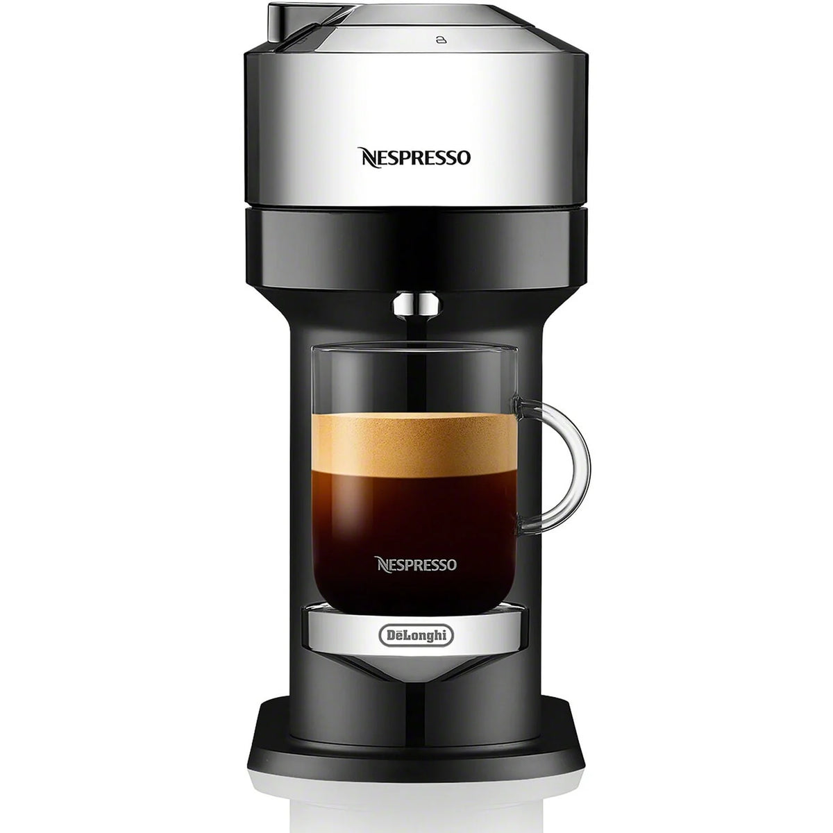 Chrome Coffee and Espresso Maker with Black Milk Frother H14717