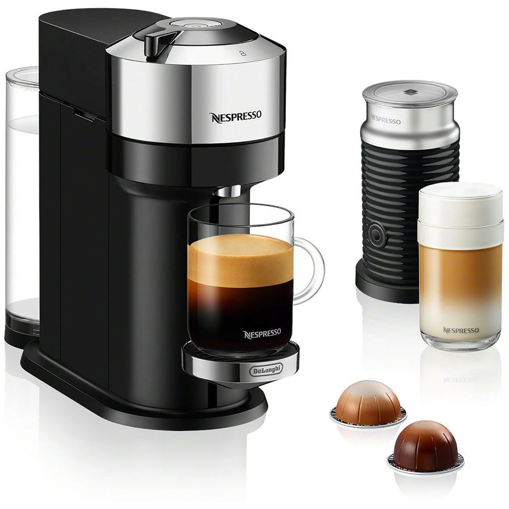 Chrome Coffee and Espresso Maker with Black Milk Frother H14717