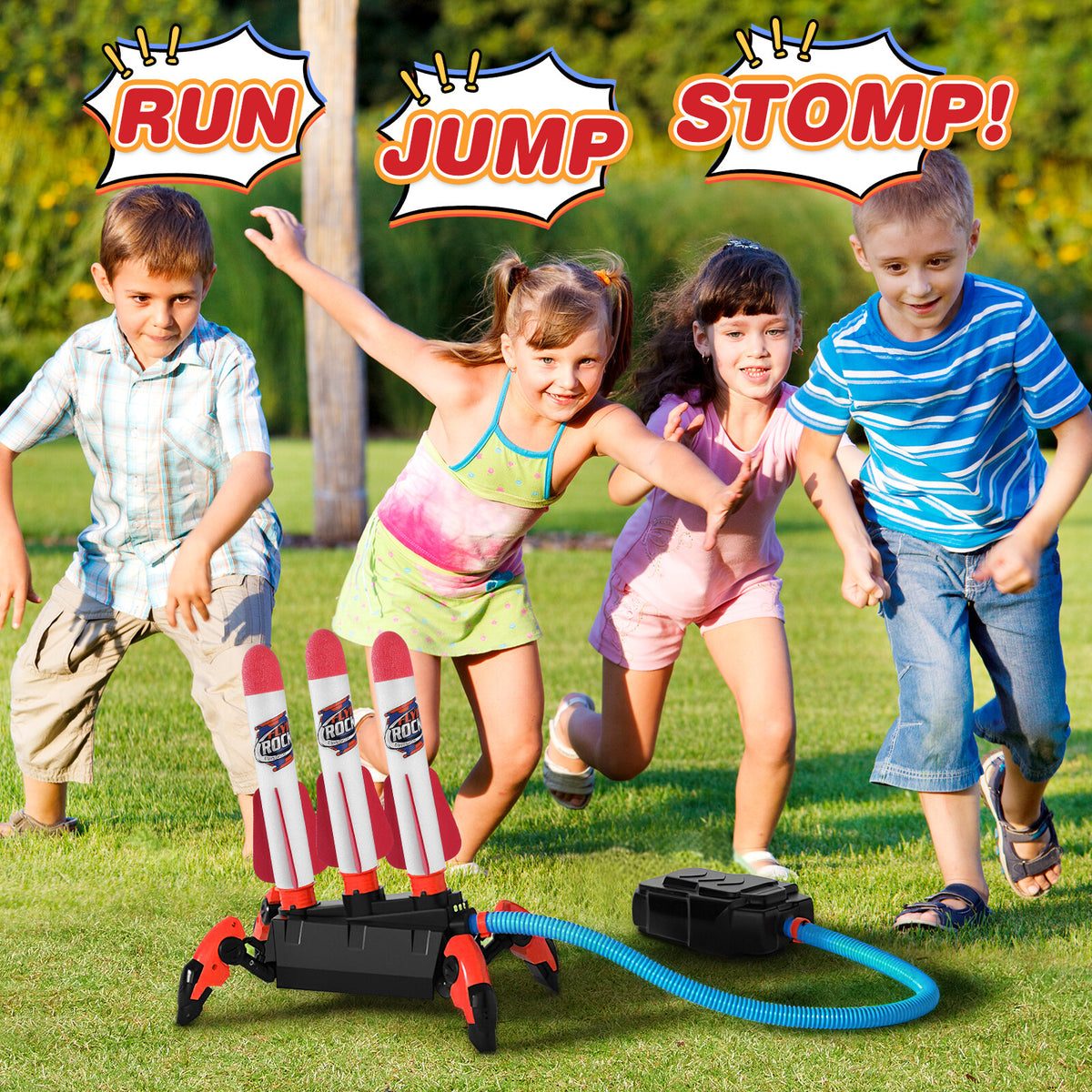 1 Set Outdoor Stomp Launch Foam Rockets Toy G81200