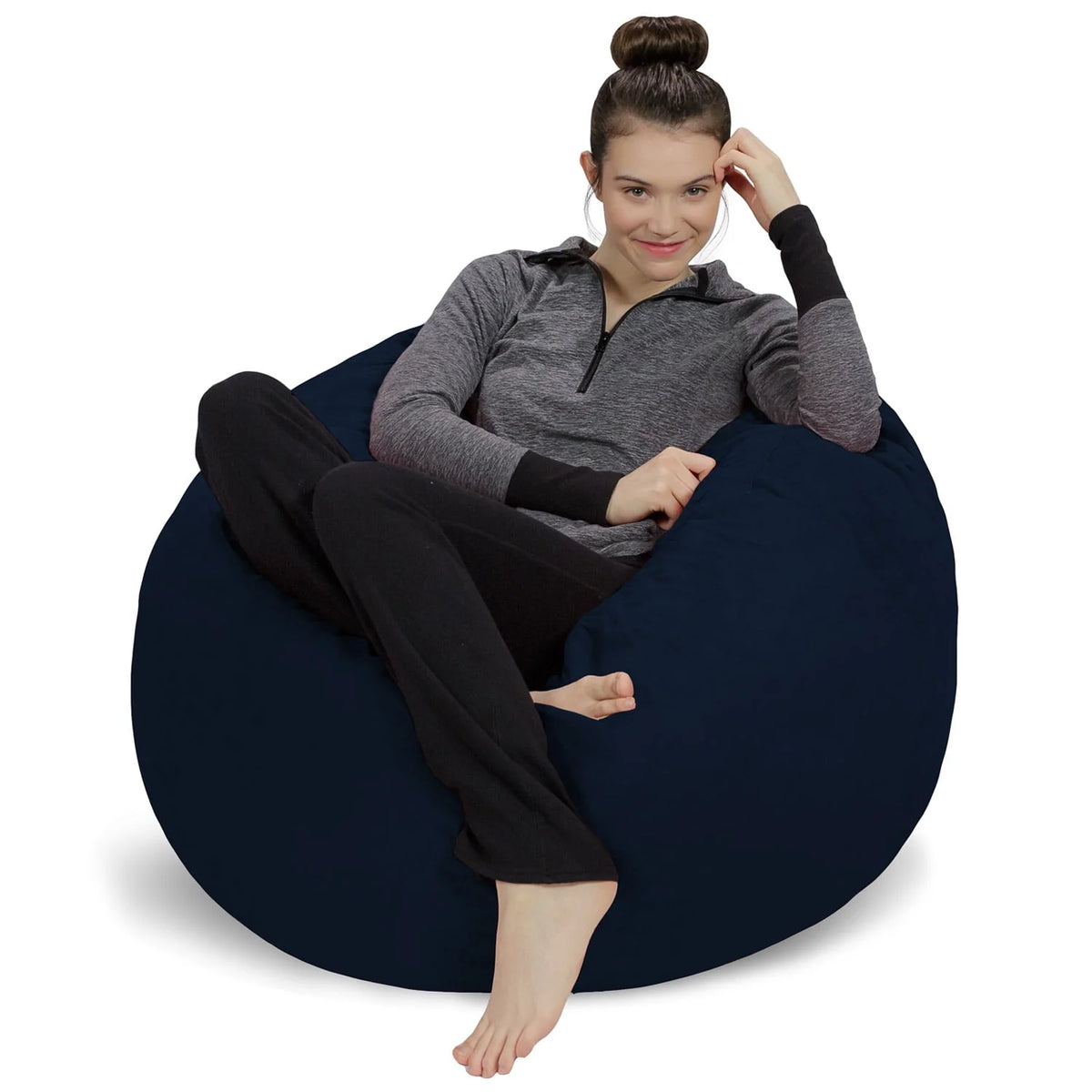 Memory Foam Bean Bag Chair with Microsuede Cover, 3 ft, Royal Blue W43447