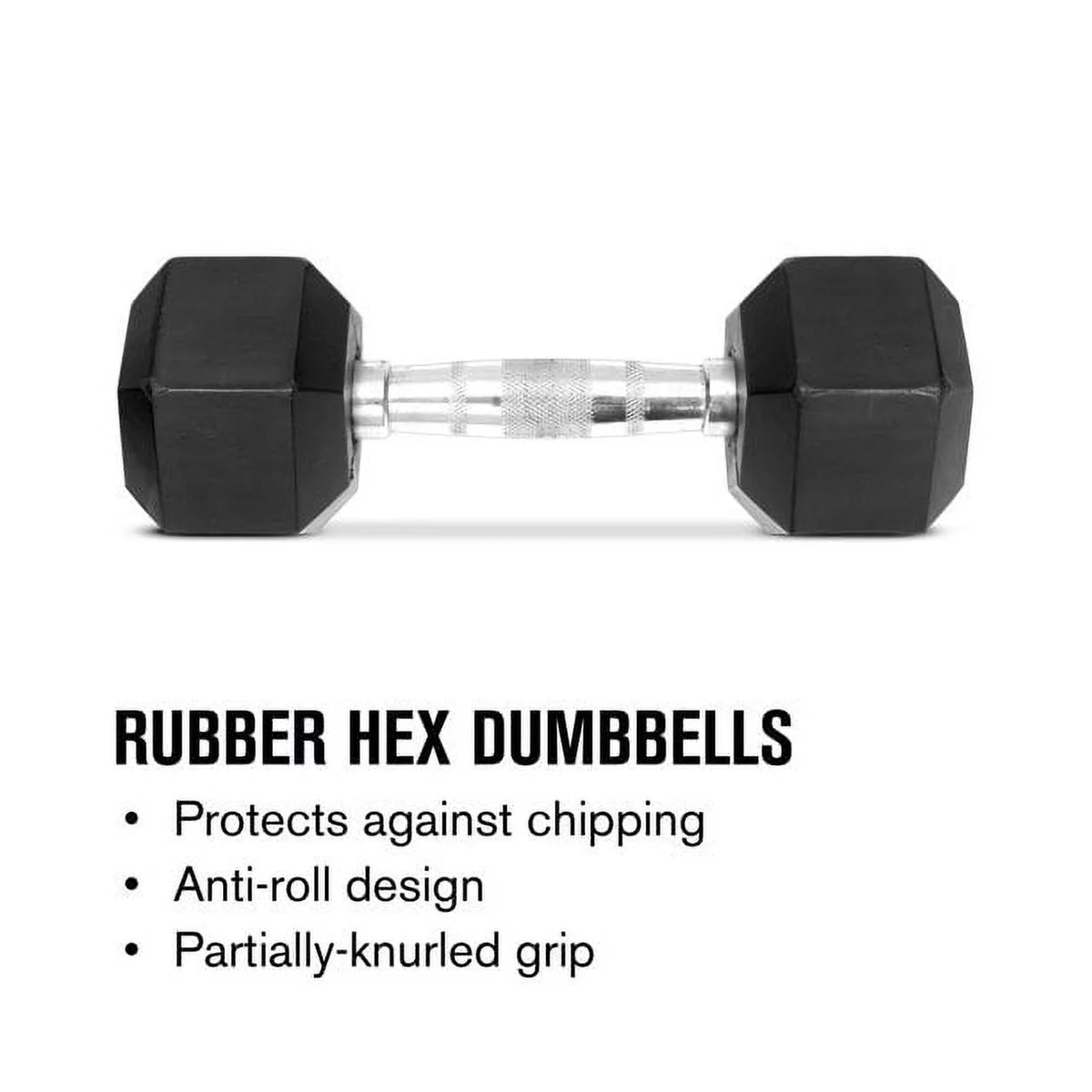 Set of 2 65 Lbs Hex Rubber Dumbbell with Metal Handles S1843
