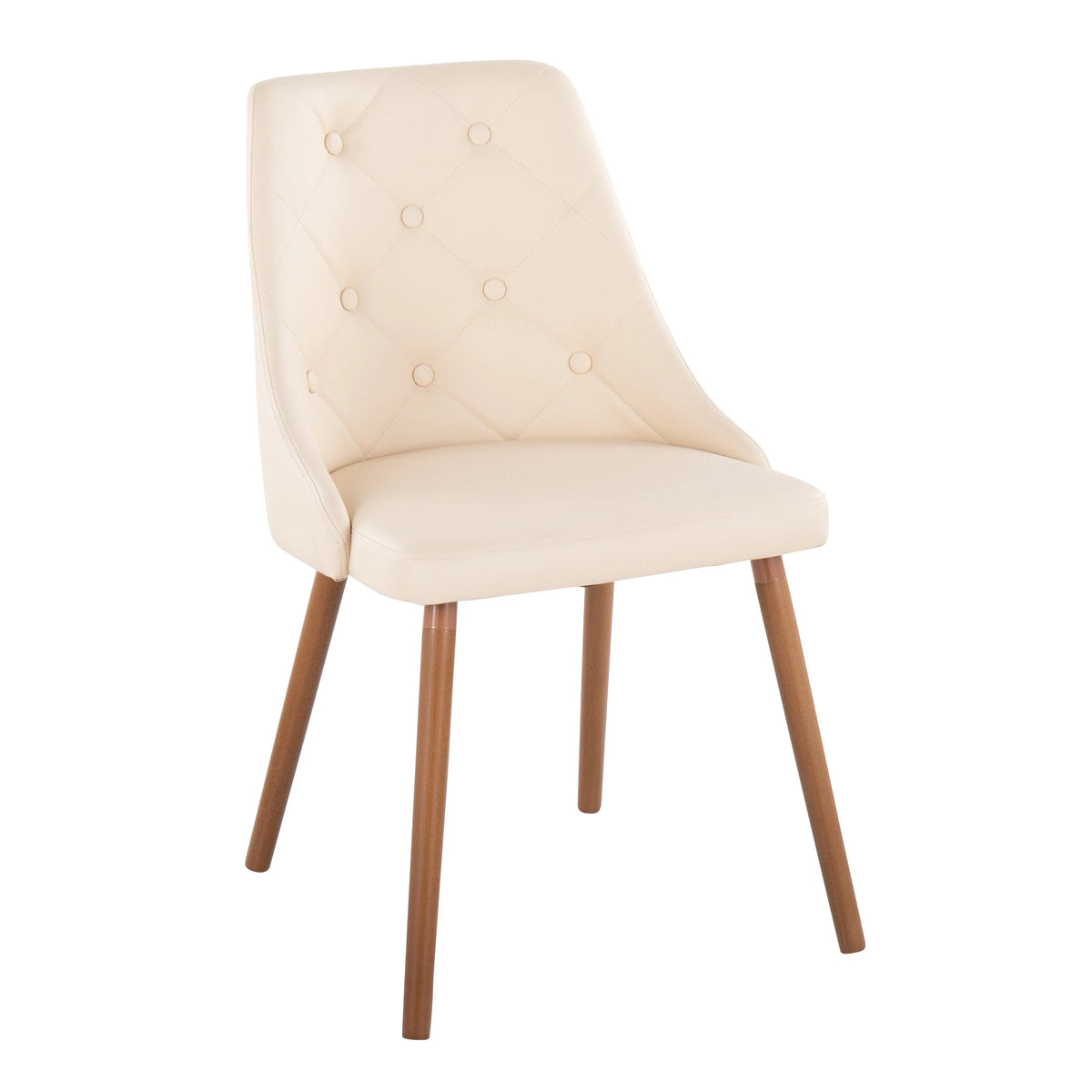 Cream Faux Leather Chair with Tapered Wood Legs Set of 2 V261