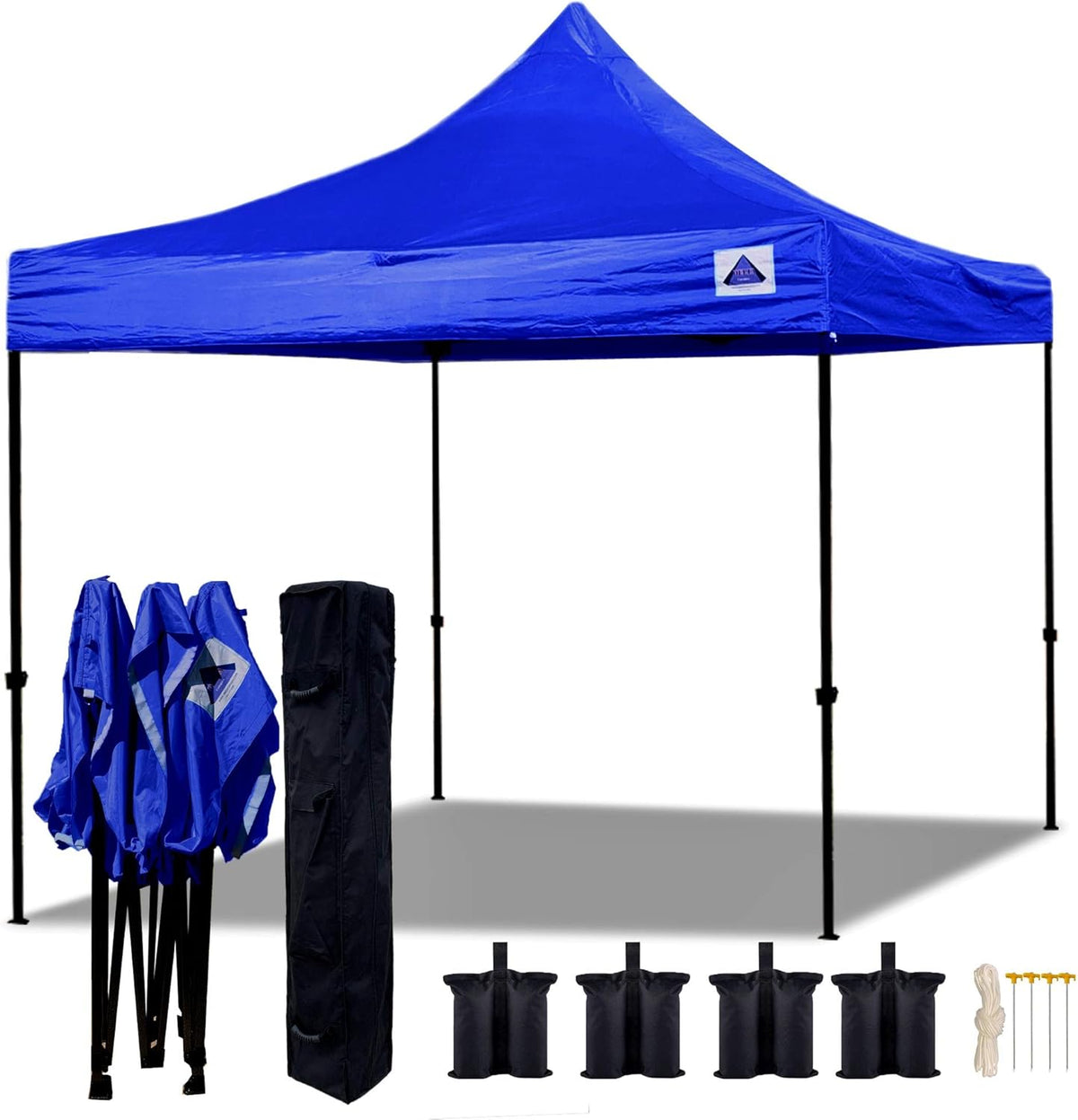 10'x10' White Pop Up Canopy Tent with Wheel Bag and 4 Sand Bags L224