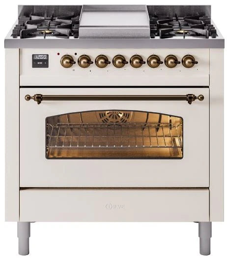 Antique White Dual Fuel Natural Gas Range U30136