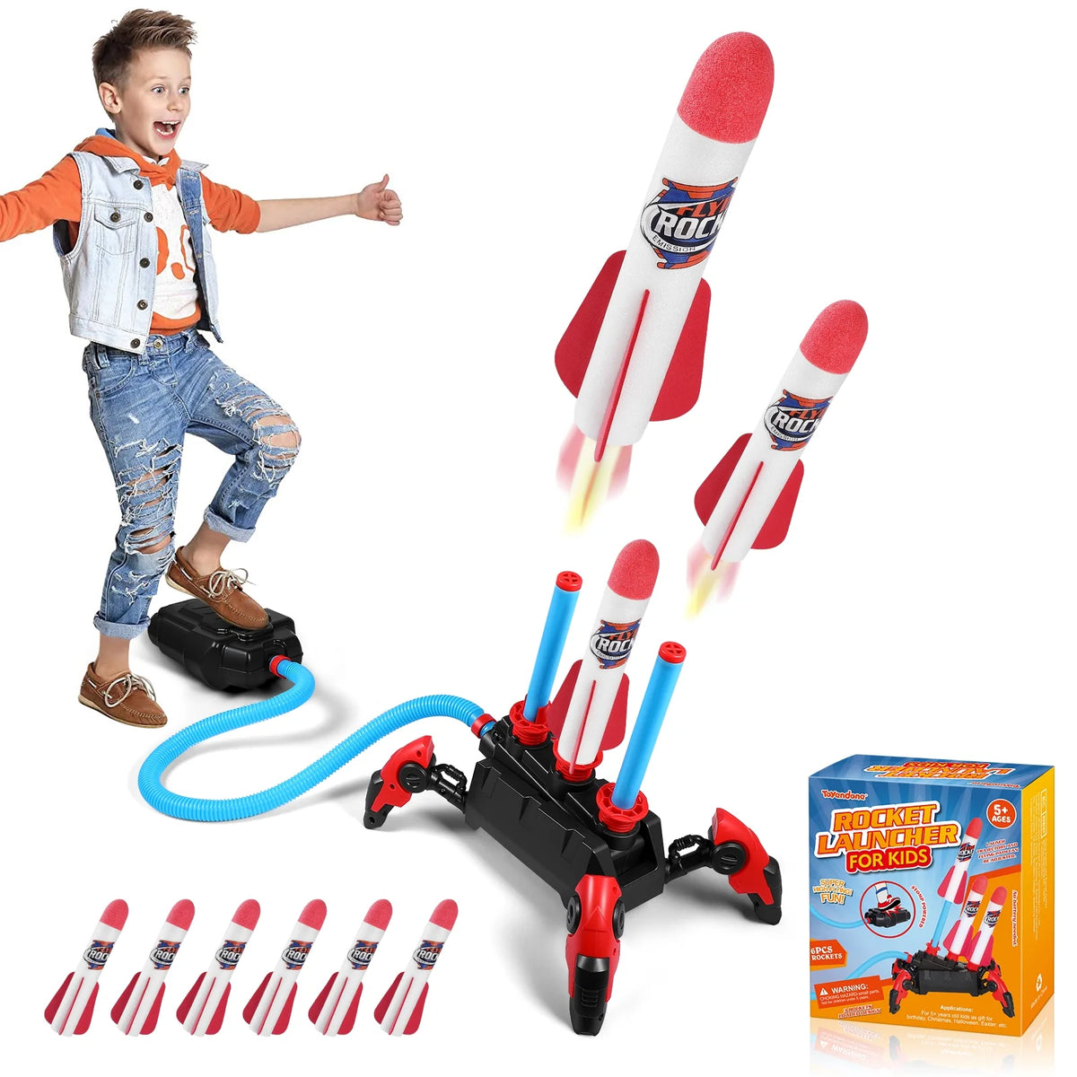 1 Set Outdoor Stomp Launch Foam Rockets Toy G81200
