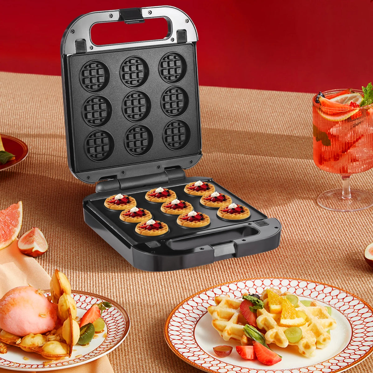 3-in-1 Nonstick Electric Donut Maker with 3 Plates C343