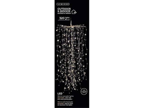 320 Micro LED Warm White Cascade Lights Set Silver Wires P9969