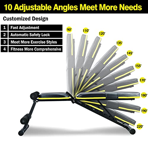 Adjustable Foldable Weight Bench 10 Backrest Position Y80774