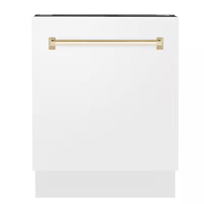 24 in. Tall Tub Dishwasher with 3rd Rack in White Matte and Polished Gold J36807