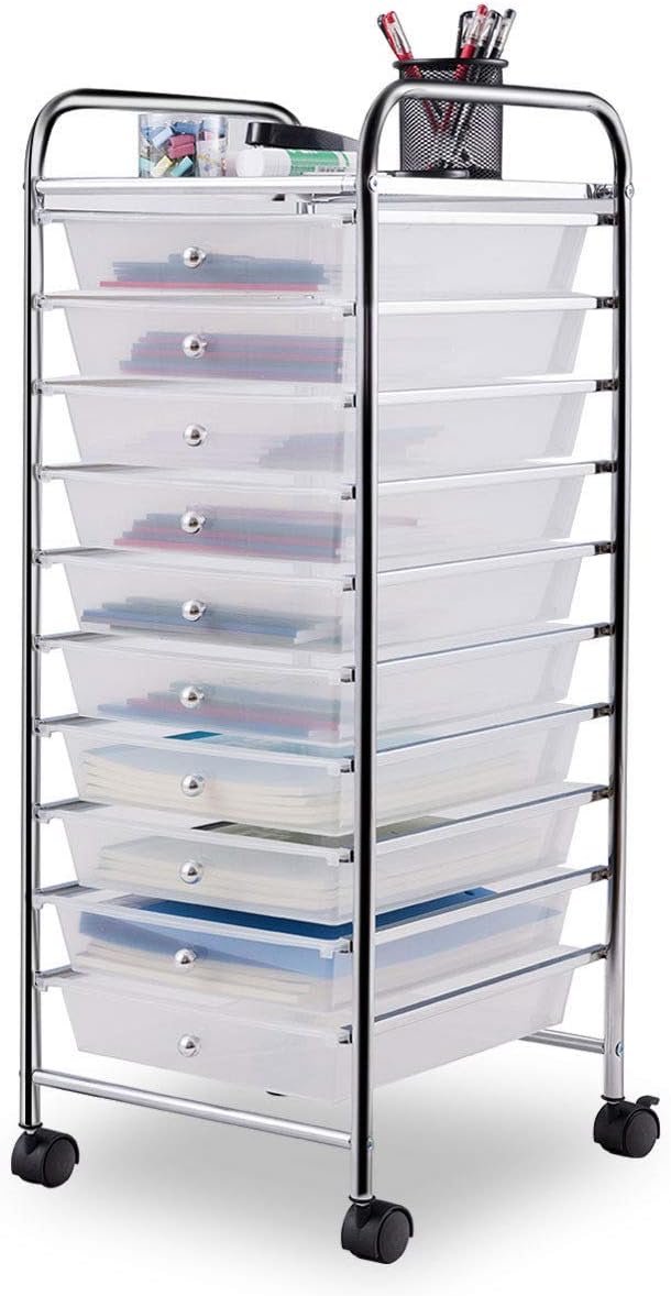 10 Drawer Rolling Storage Cart (Black) O45057