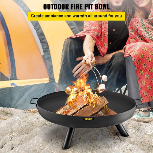 28-Inch Round Carbon Steel Fire Pit Bowl with Drain Hole and Handles C6138